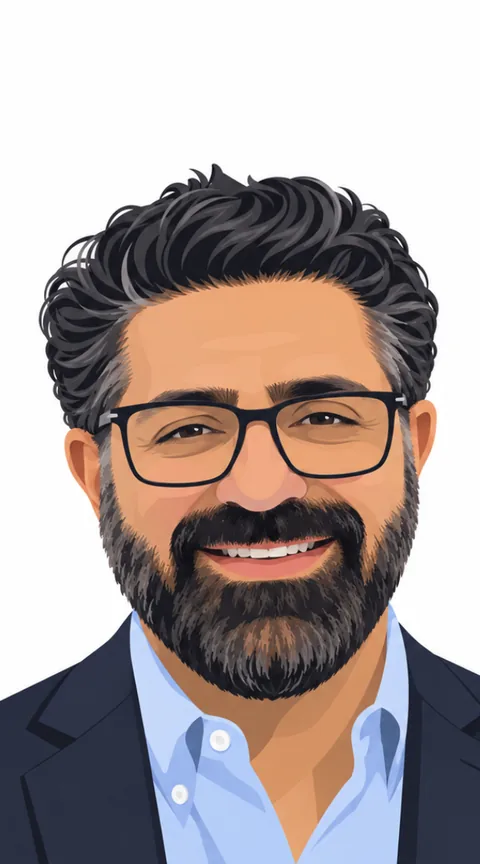 Illustrated portrait of Arvin Amir